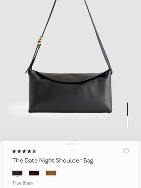 Madewell Black Leather Shoulder Bag with Gold-Tone Accent